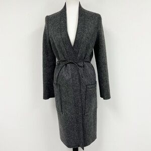 Ramy Brook Damian Mohair wool Oversized coat cardigan duster Leather belted